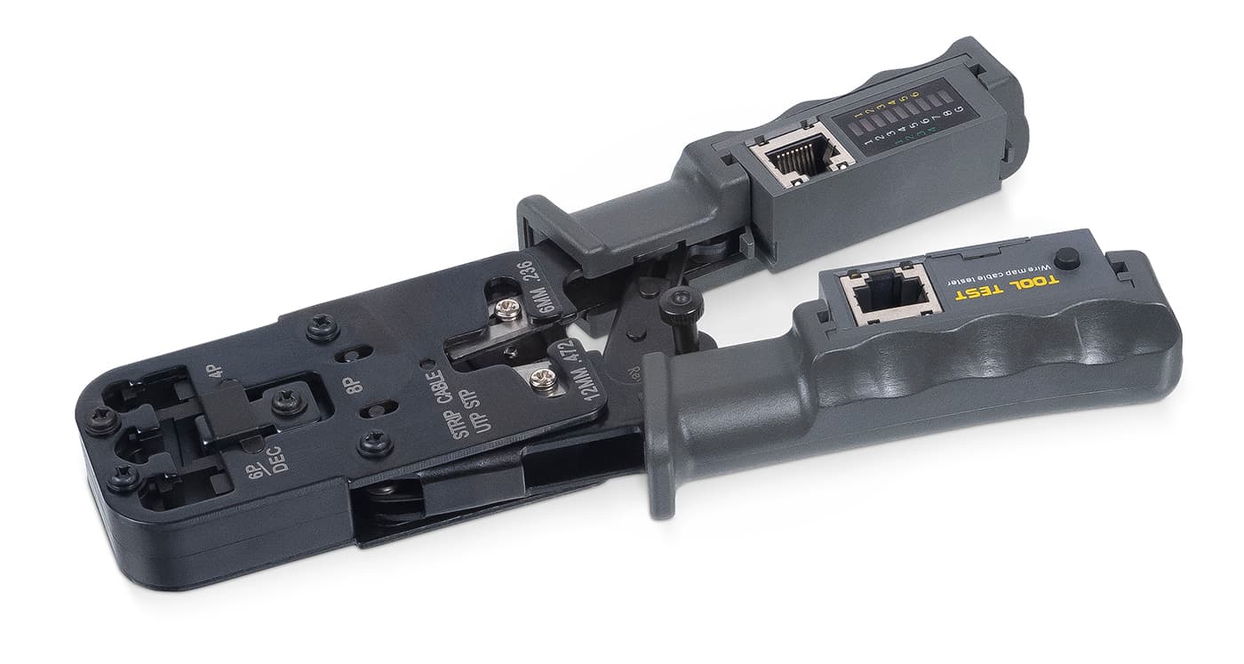 Инструмент обжимной 3 в 1 для RJ-45, RJ-11/12 с тестером для витой пары