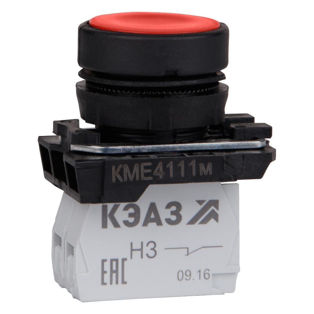 Кнопка КМЕ4511мС-красный-1но+1нз-цилиндр-IP54