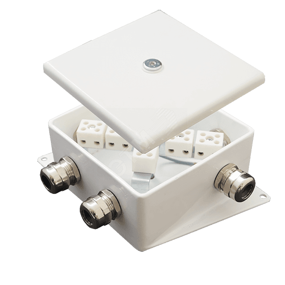 Коробка монтажная огнестойкая КМ-О (6к*60)-IP66-120х120 три ввода ACD
