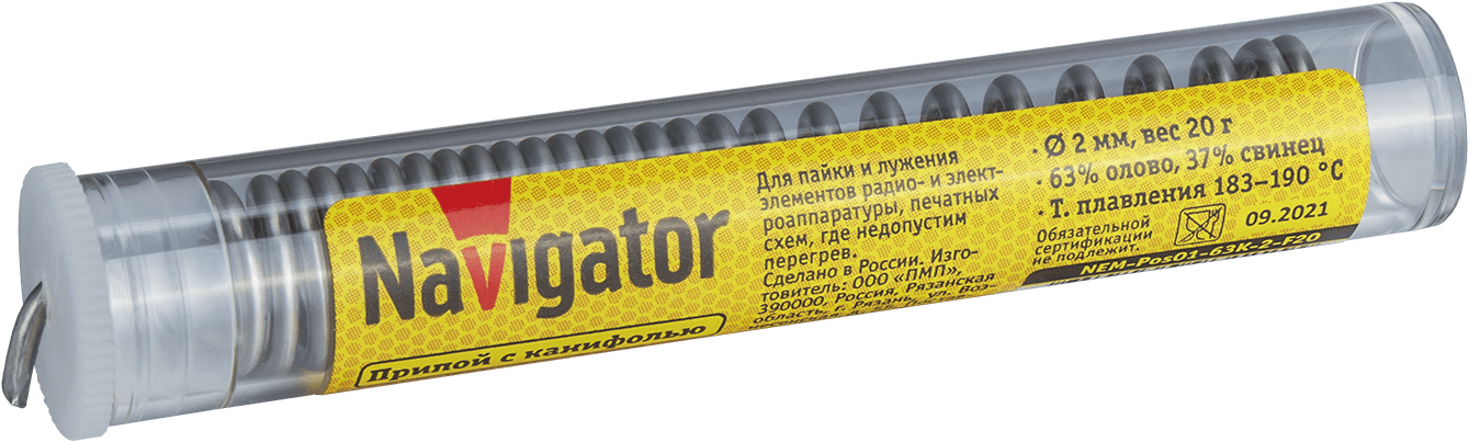 Припой 93 111 NEM-Pos01-63K-2-F20 (ПОС-63, колба, 2 мм, 20 гр)