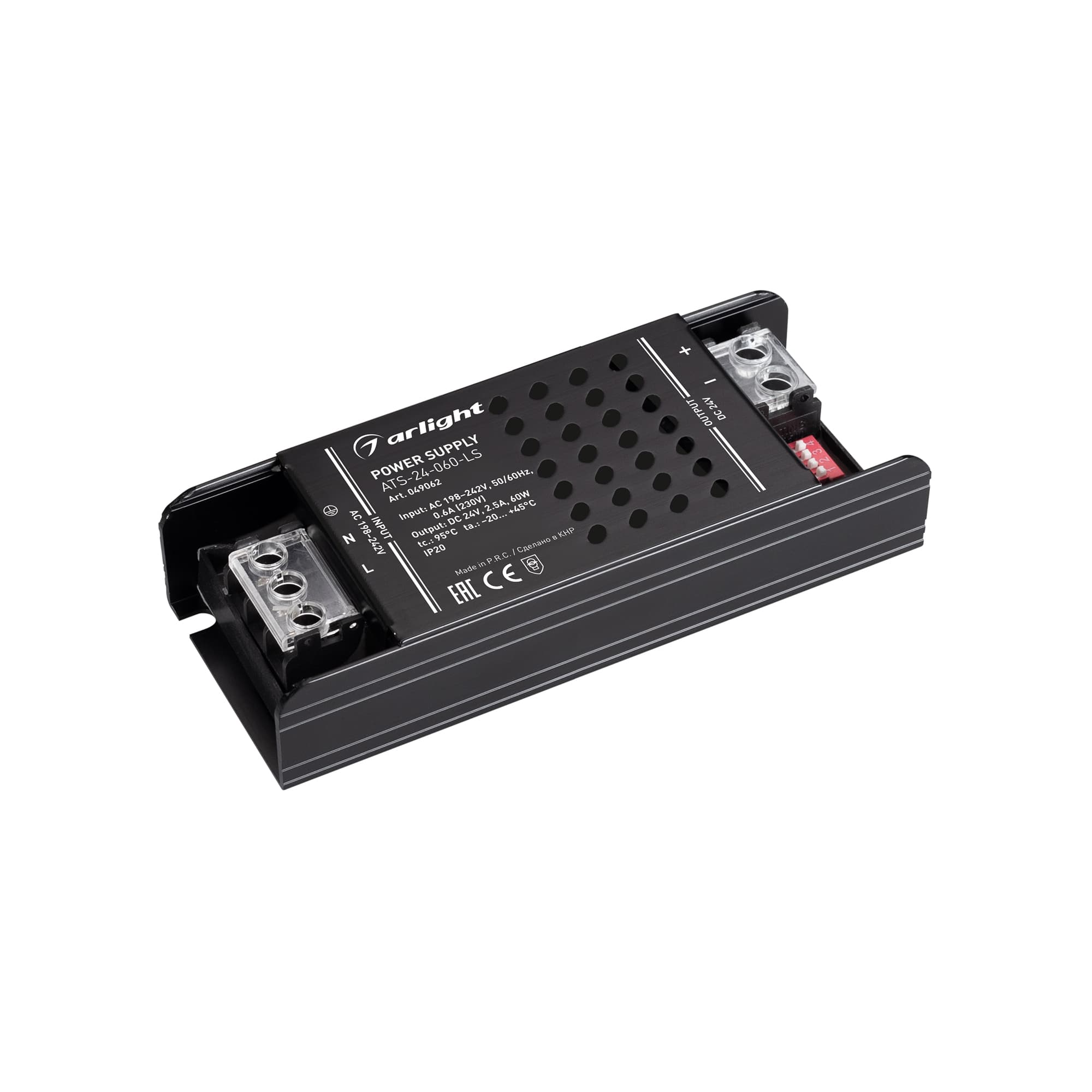 Блок питания ATS-24-060-LS (24V, 2.5A, 60W) (ARL, для светодиодных лент, IP20 сетка, 5 лет)