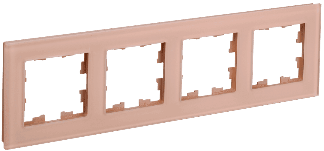 BRITE Рамка 4 поста РУ-4-2-БрП стекло персиковый матовый IEK