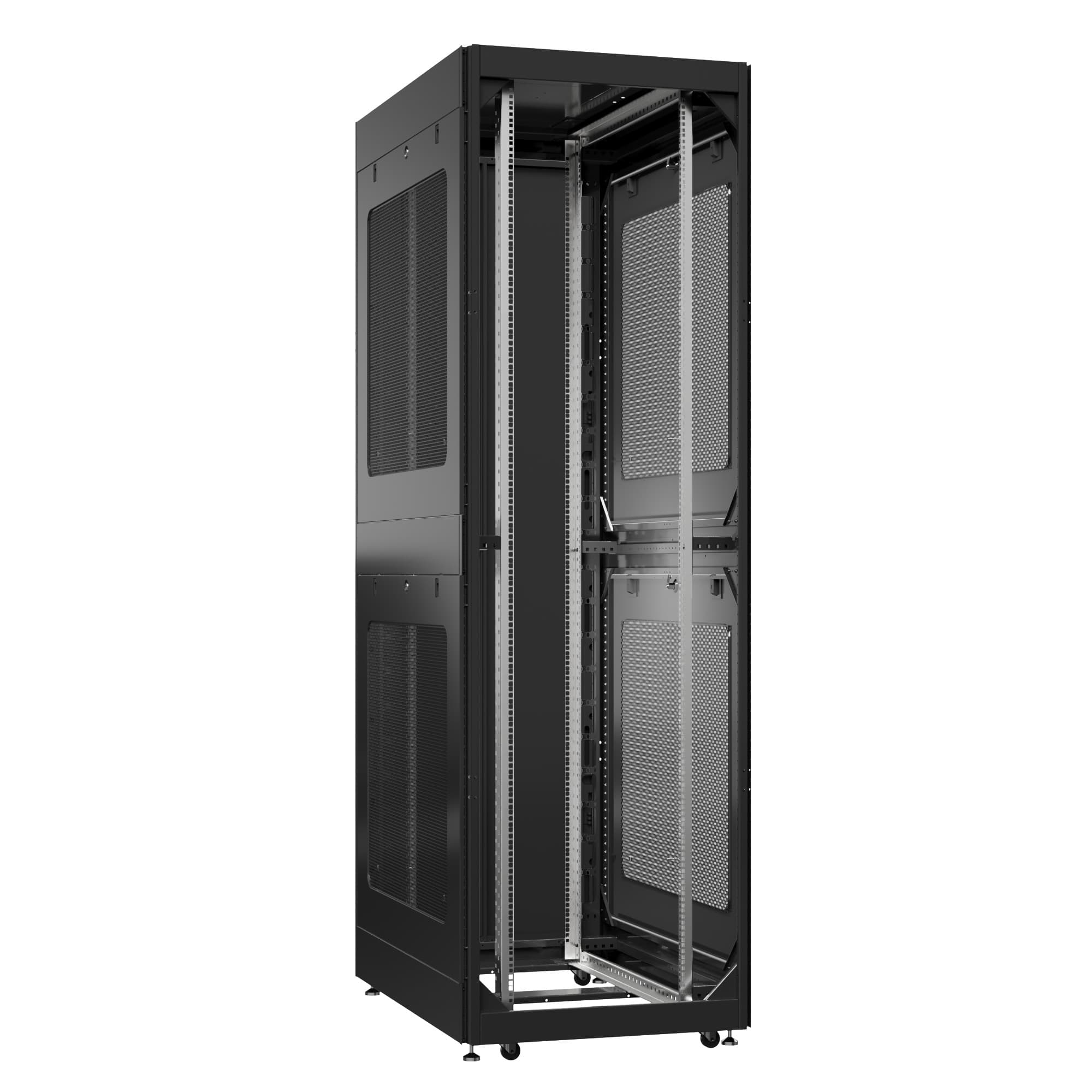 Шкаф серверный 52U 800х1200 передняя дверь: без. задняя дверь: одностворчатая перфорированная IP20. боковые панели: перфорированные. цвет: черный RAL9005