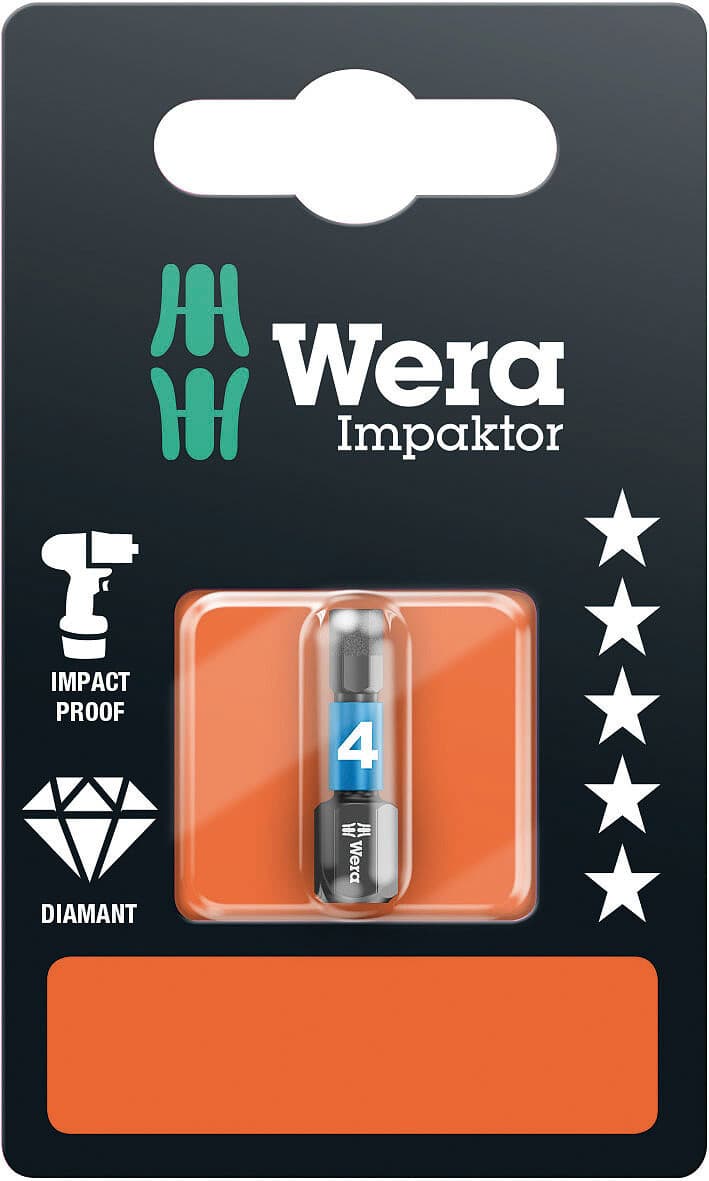 Бита ударная под внутренний шестигранник 840/1 IMP DC Impaktor Hex-Plus SB алмазное покрытие хвостовик 1/4 C 6.3 4X25 мм с держателем-еврослот