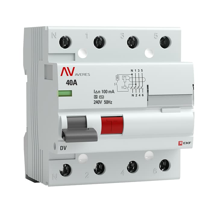 Устройство защитного отключения DV 4P 40А/100мА (S) AVERES