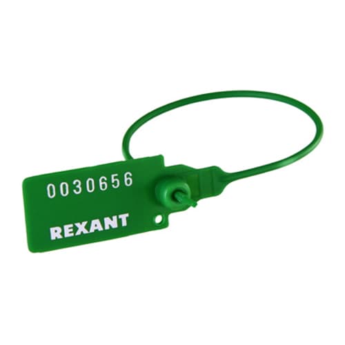 Пломба пластиковая номерная 220 мм зеленая, REXANT