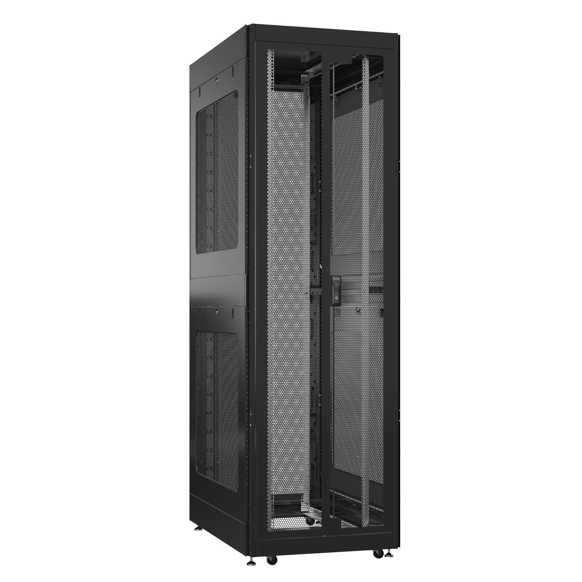 Шкаф серверный 52U 800х1000 передняя дверь: двустворчатая перфорированная IP20. задняя дверь: двустворчатая перфорированная IP20. боковые панели: перфорированные. цвет: черный RAL9005