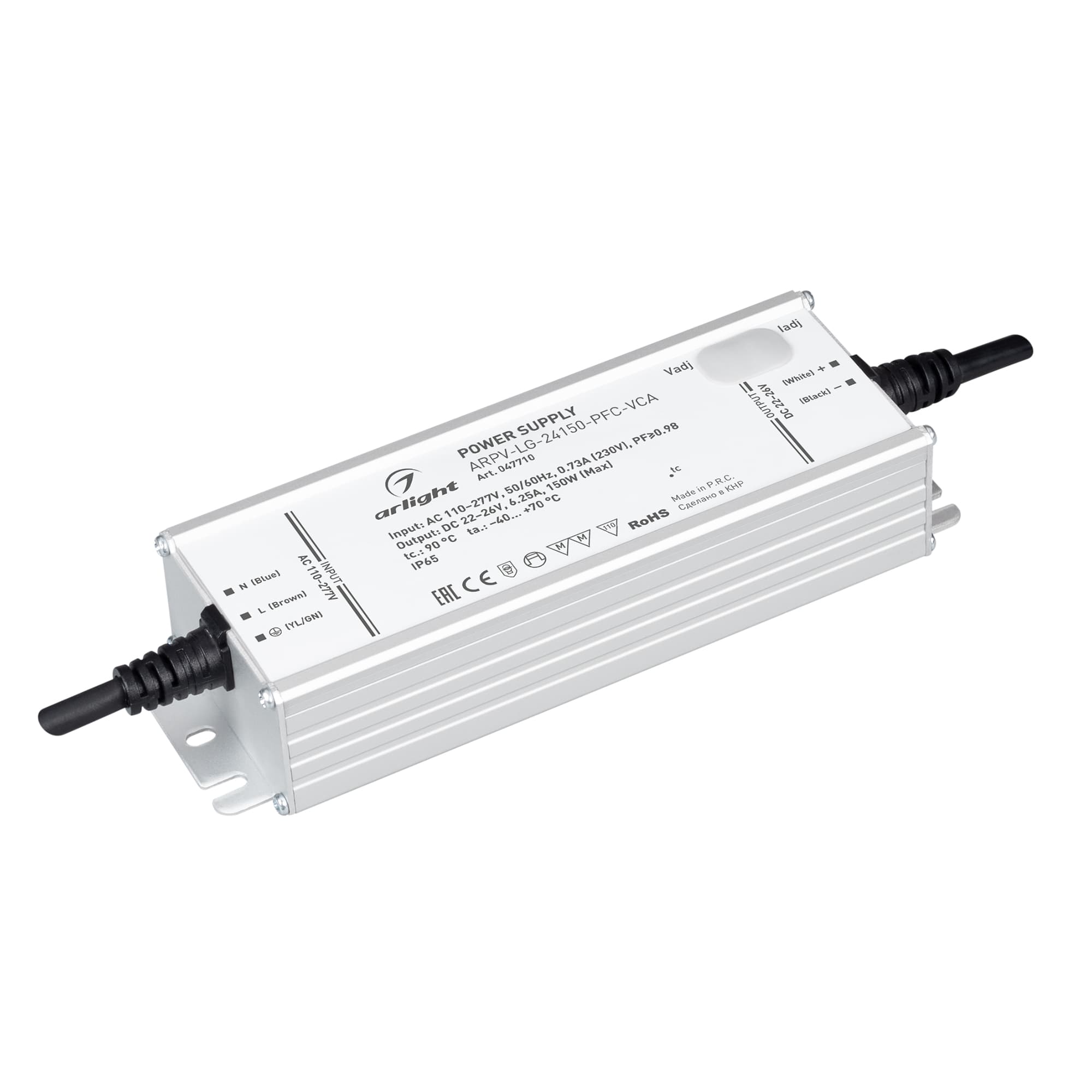 Блок питания ARPV-LG-24150-PFC-VCA (22-26V, 6.25A, 150W) (IP65 Металл, 5 лет)