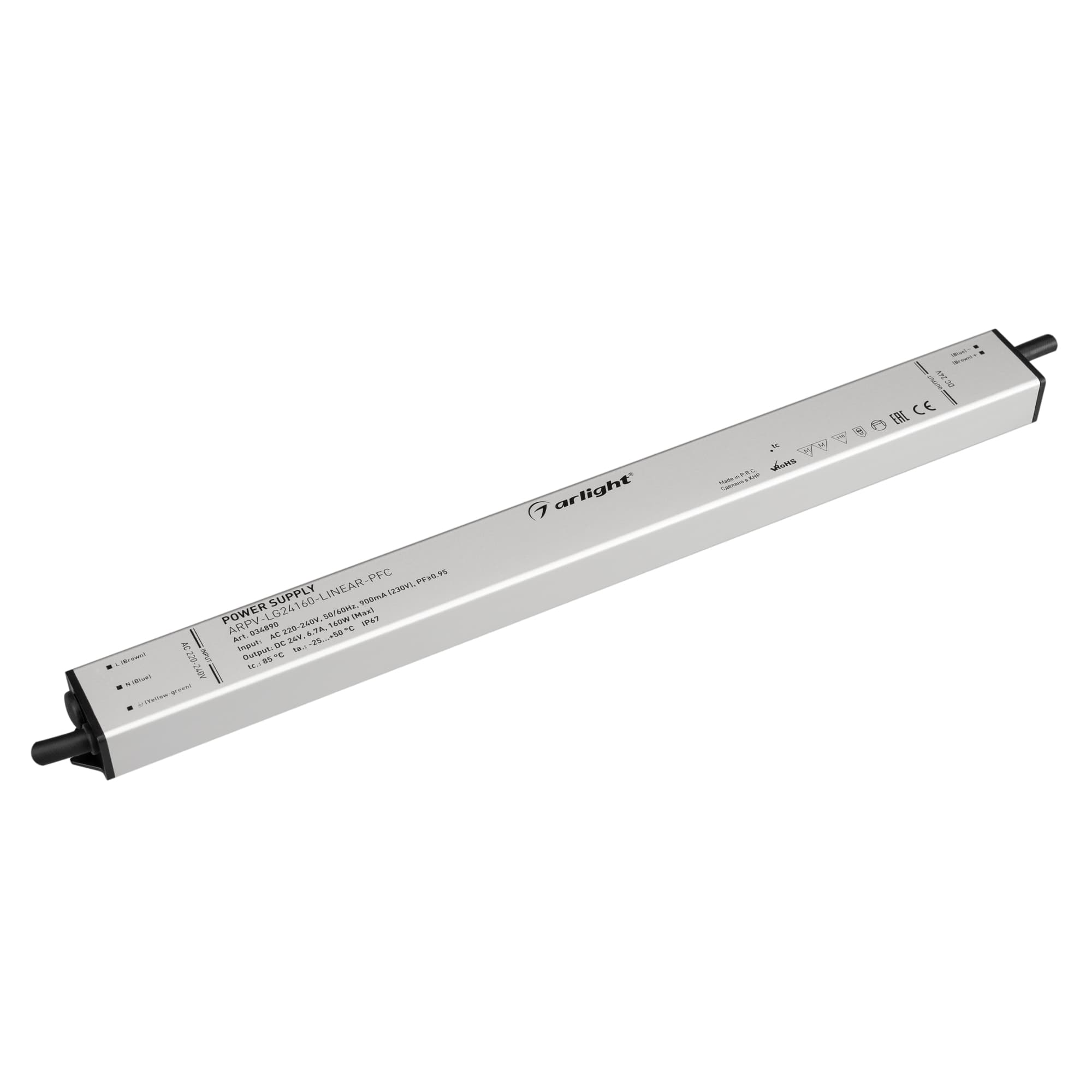 Блок питания ARPV-LG24160-LINEAR-PFC (24V, 6.7A, 160W) ( IP67 Металл, 5 лет)