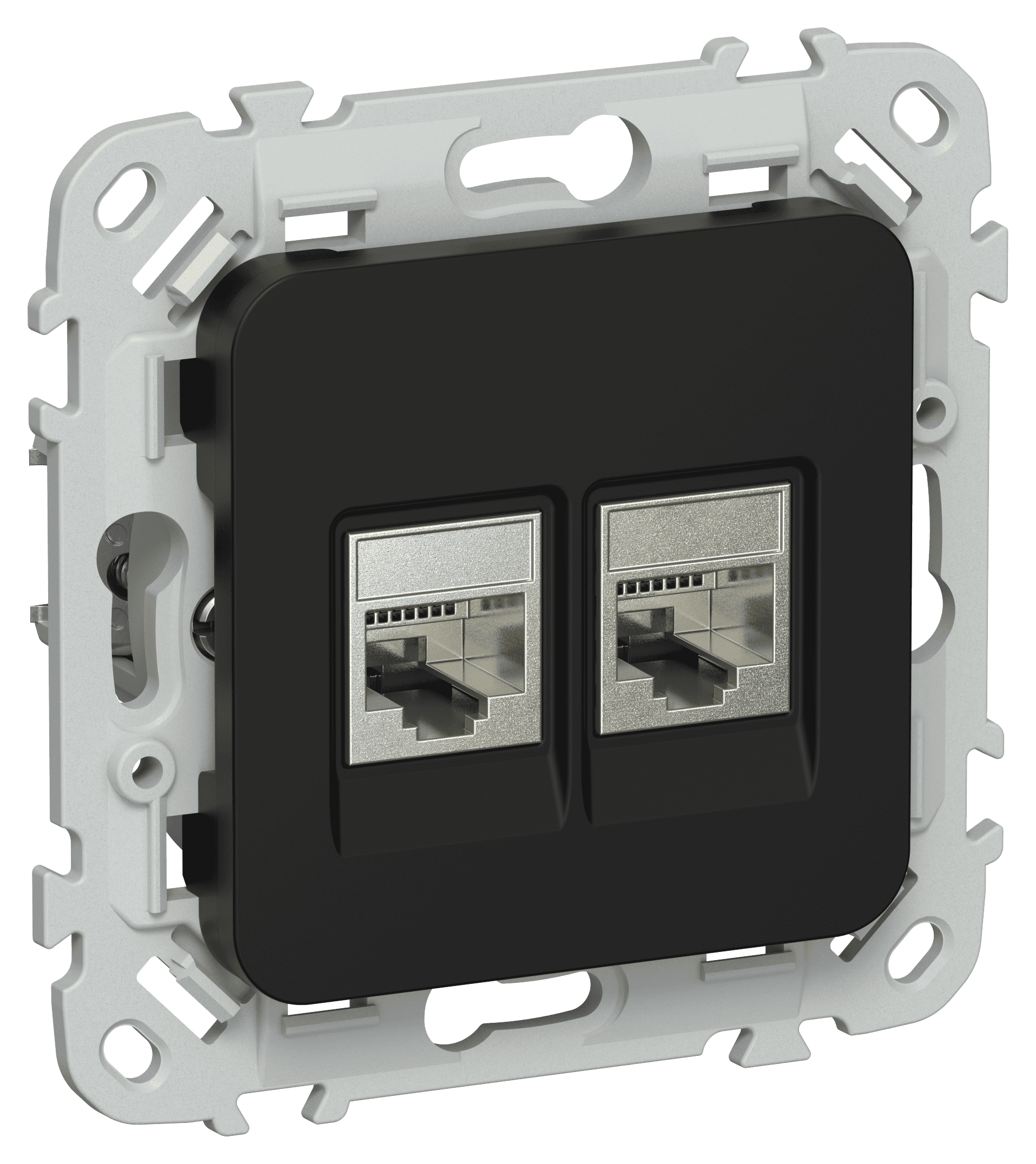 FLITE Розетка 2-местная RJ45/RJ11 категория 5Е/3 STP РКТ5е/3-2-1-ФлЧ черный IEK