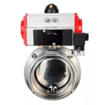 Затвор дисковый поворотный 304-304-Sil-2W-T-H Ду50 Ру10 пищевая нержавеющая сталь 304, уплотнение Silicon, с пневмоприводом DA-065 и пневмораспределителем PND2-S1EM-52-1NC-J08-24VDC