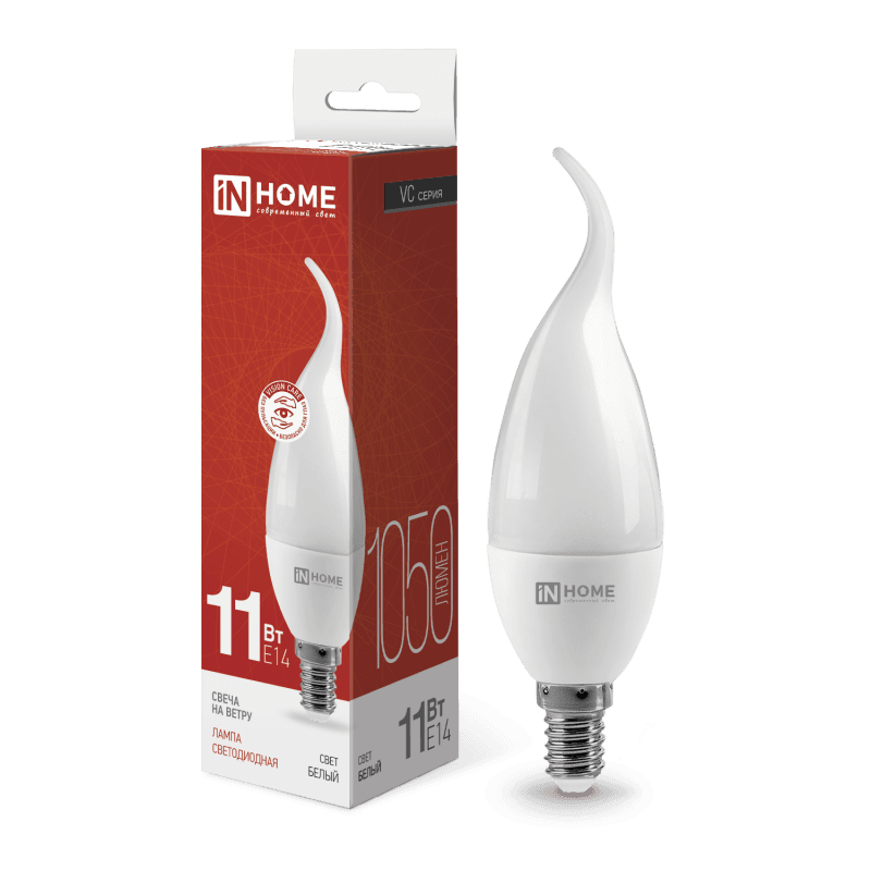 Лампа светодиодная LED СВЕЧА НА ВЕТРУ VC 11 Вт 230 В Е14 4000К 1050 Лм
