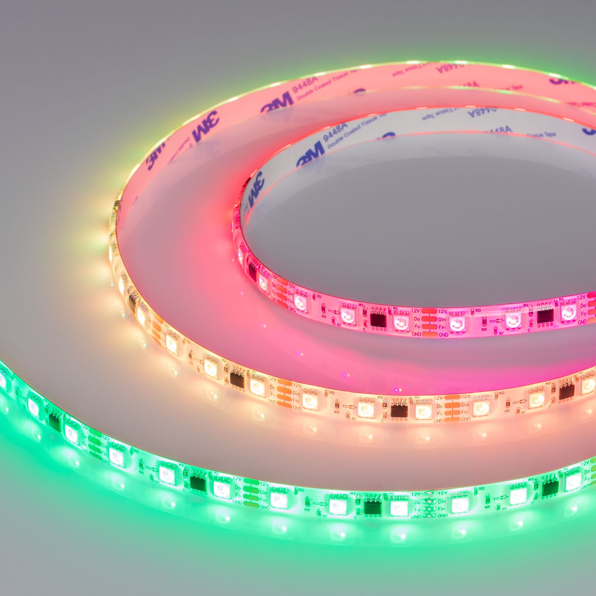 Лента светодиодная 12 Вт/м 12В IP65 RGB 60LED/м SPI-B60-10-12mm SMD 5060 5 м