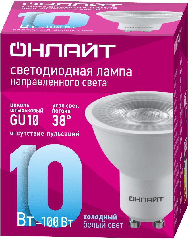 Лампа светодиодная 10Вт OLL-PAR16-10-230-6.5K-GU10-38D