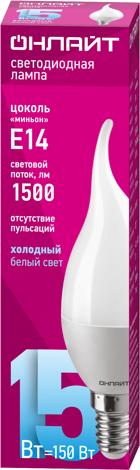 Лампа светодиодная 15 Вт OLL-FC37-15-230-6.5K-E14-FR