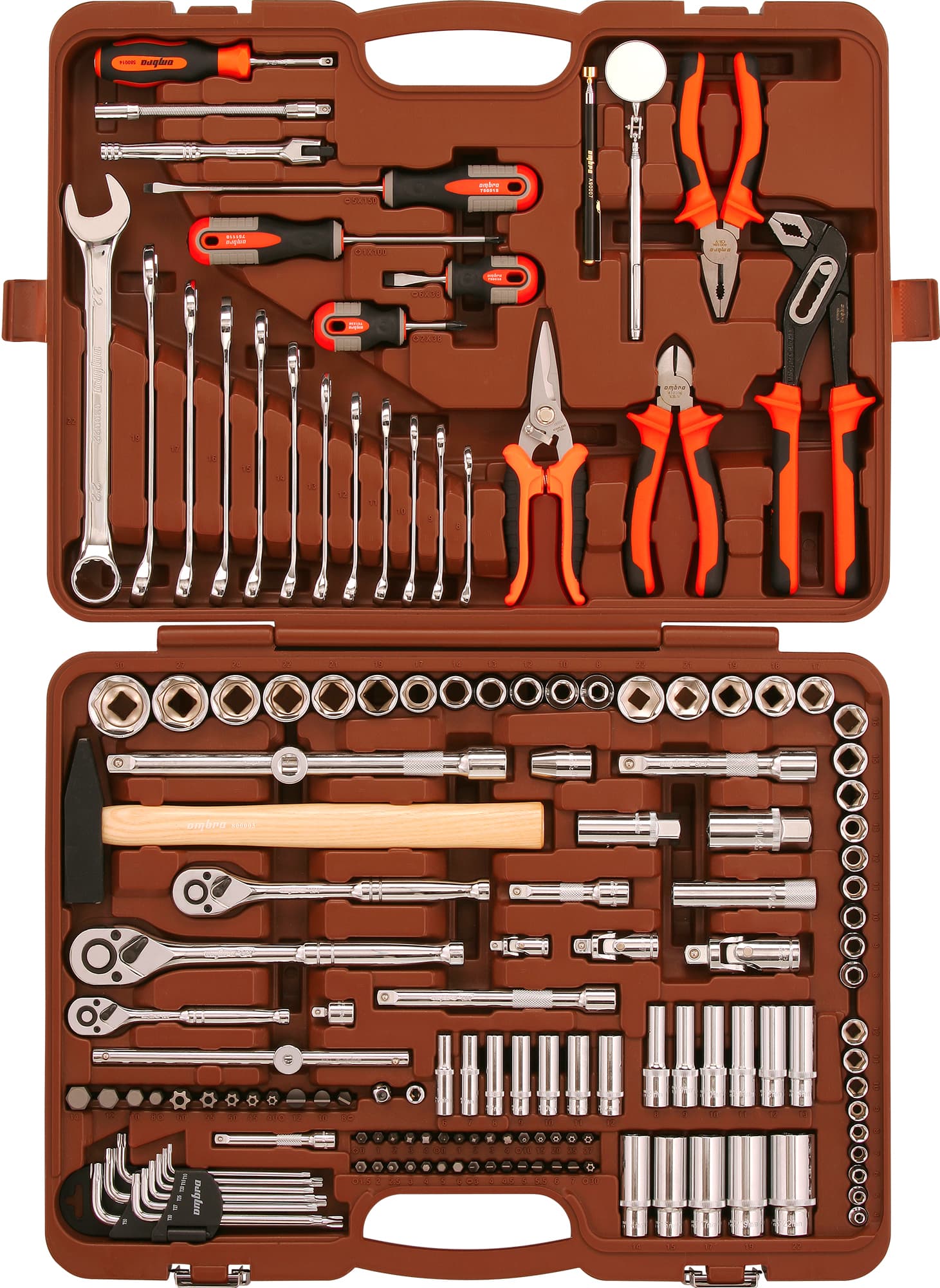 Набор инструмента универсальный 18 1/4'', 3/8'' и 1/2''DR, 150 предметов