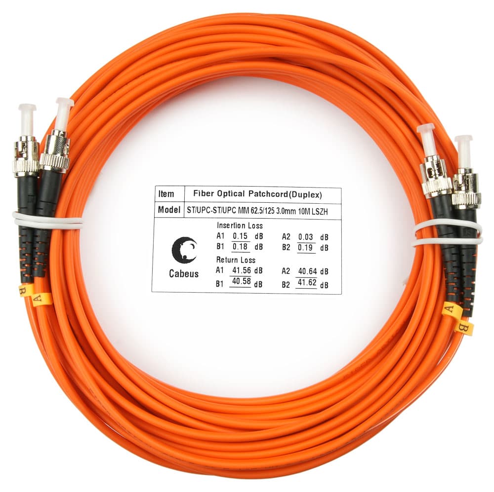 Патч-корд оптический duplex 10м ST-ST 62,5/125MM LSZH