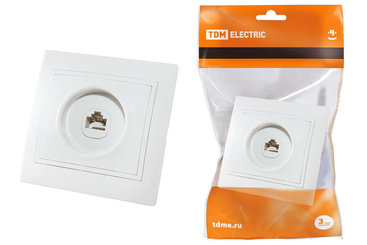 Розетка компьютерная RJ45 белая Таймыр TDM