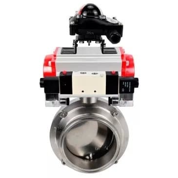 Затвор дисковый поворотный кламповый 304-304-EPDM-2W-C-H Ду15 Ру10 корпус пищевая нержавеющая сталь 304, уплотнение EPDM, с пневмоприводом SA-065, пневмораспределителем PND1-S2EM-52-2-T10-220VAC и БКВ LSB-210-02NM12-220/24