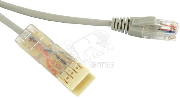Патч-корд 110 тип-RJ45 2 пары Ethernet LSZH серый (2м)