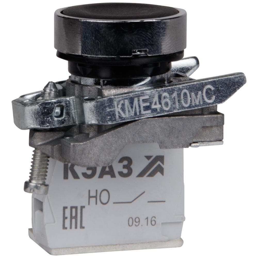 Кнопка КМЕ4101мС-черный-0но+1нз-цилиндр-IP40
