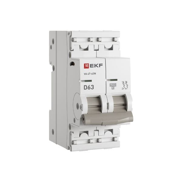 Выключатель автоматический двухполюсный 2P 63А (D) 6kA ВА 47-63N M636263D PROXIMA EKF