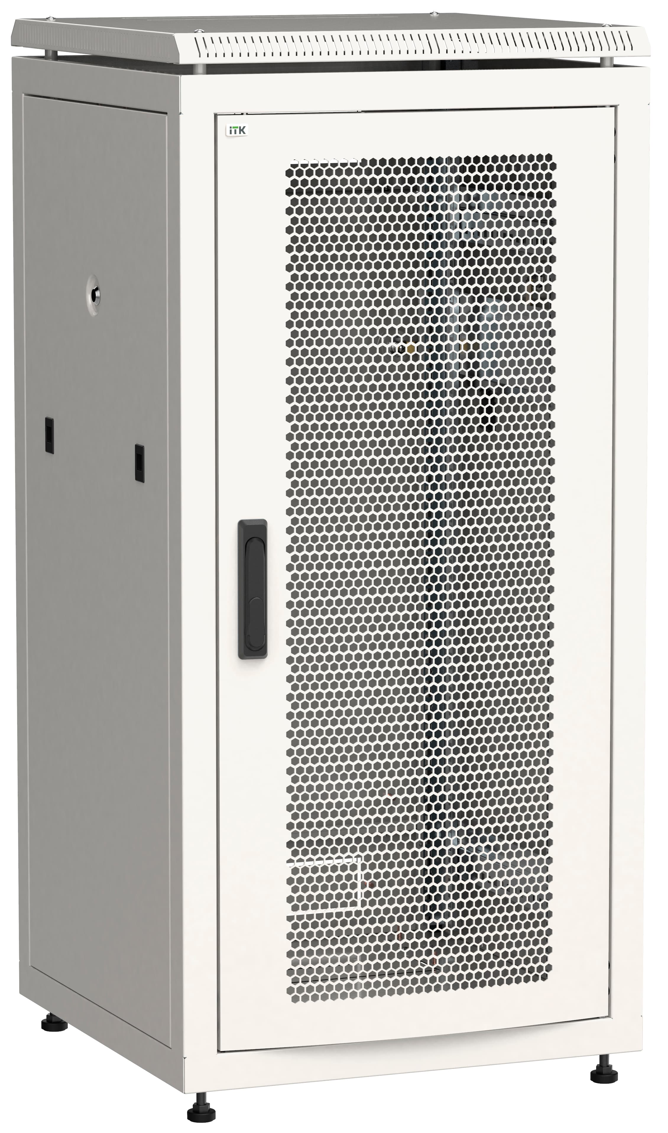 Шкаф сетевой 19дюйм LINEA N 28U 600х600 мм перфорированная передняя дверь серый