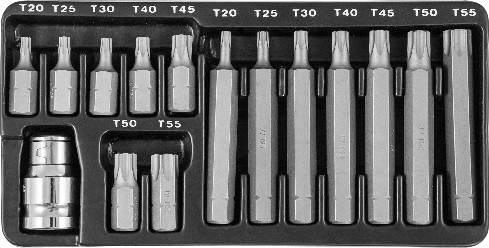 Набор вставок-бит 10 мм DR TORX® с переходниками, 15 предметов