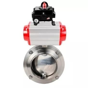 Затвор дисковый поворотный 304-304-EPDM-2W-W-H Ду65 Ру10 пищевая нержавеющая сталь 304, уплотнение EPDM, с пневмоприводом SA-083 и БКВ LSB-510-02ExM12-250