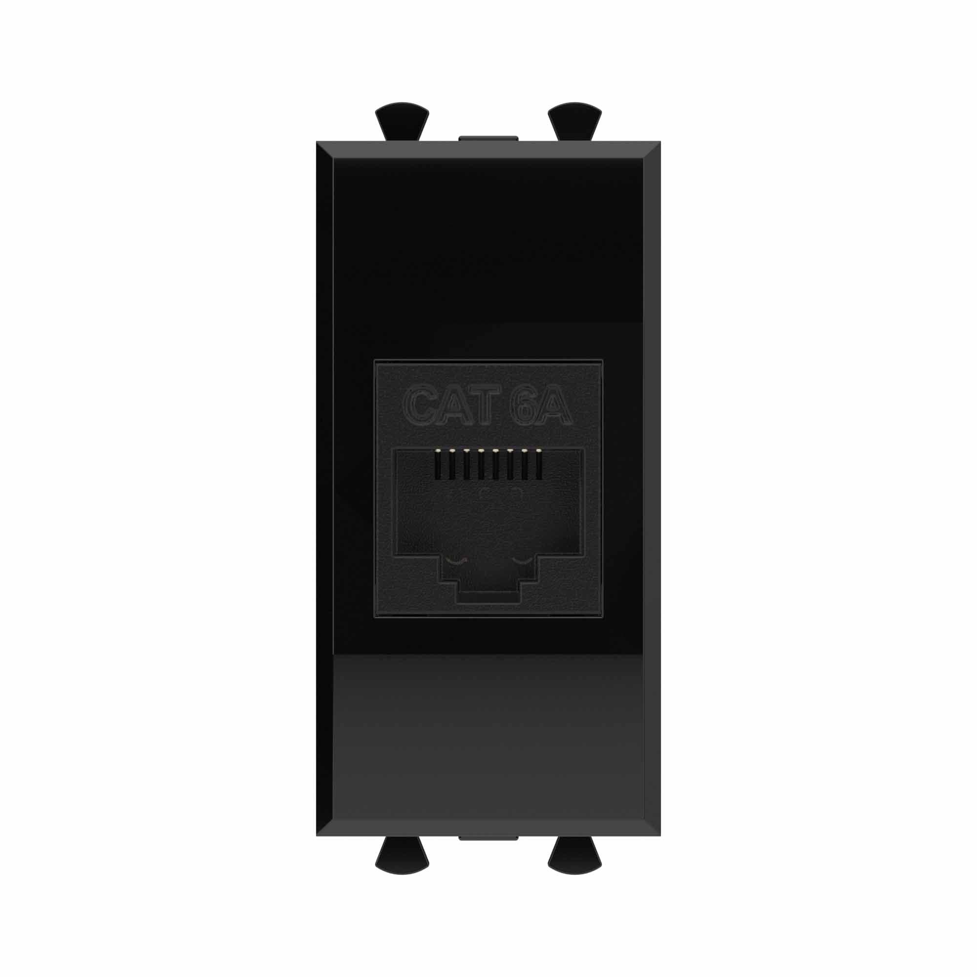 Avanti Компьютерная розетка RJ-45 без шторки модульная, кат.6А, Черный квадрат, 1 модуль