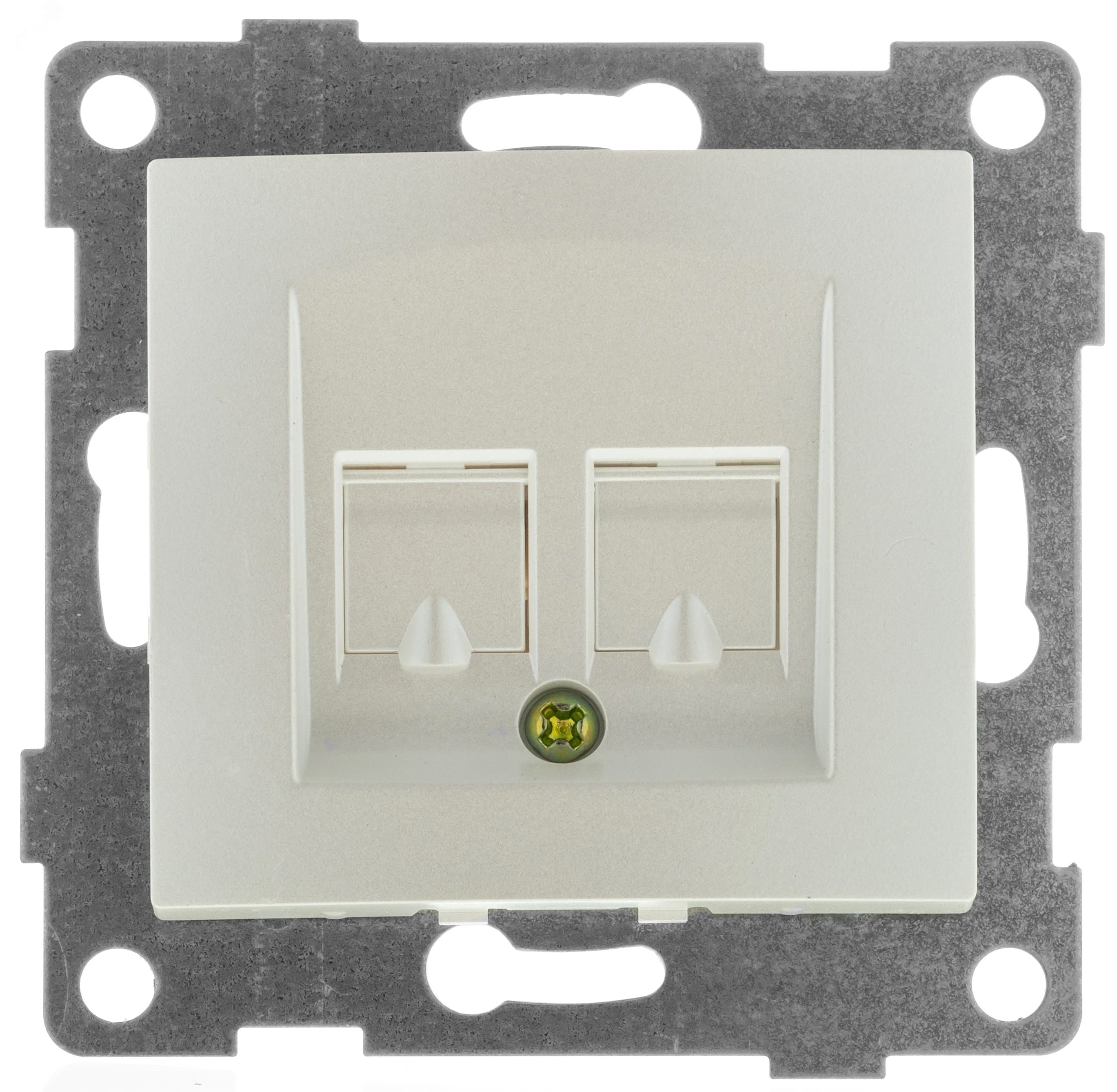 Розетка компьютерная RJ45 Bravo, механизм, одинарный, жемчуг