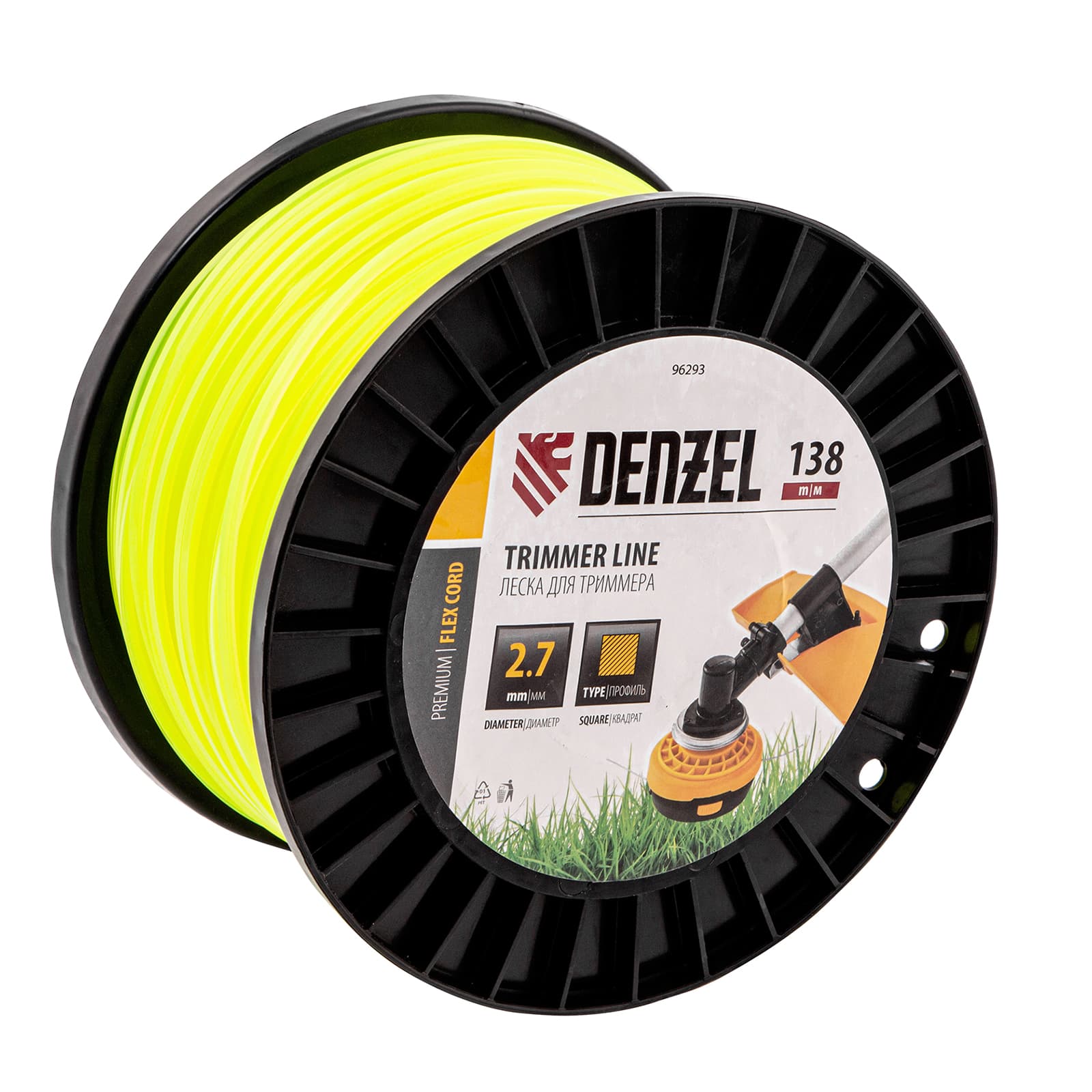 Леска для триммера квадрат, 2,7м х 138м, на DIN катушке FLEX CORD