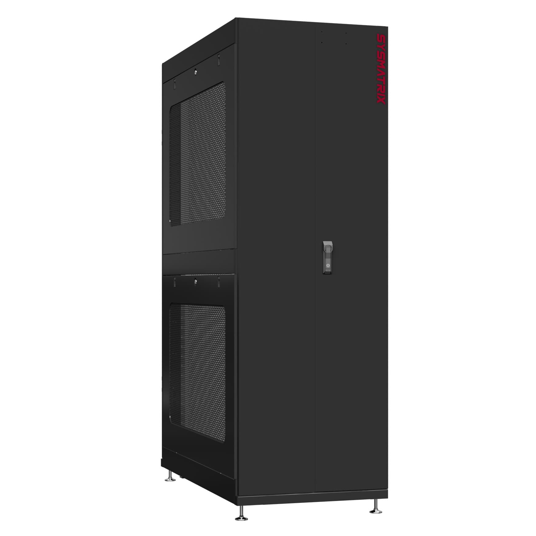 Шкаф серверный 48U 800х1200 передняя дверь: двустворчатая глухой металл IP51. задняя дверь: одностворчатая перфорированная IP20. боковые панели: перфорированные. цвет: черный RAL9005