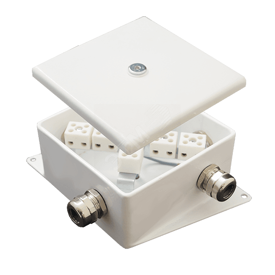 Коробка монтажная огнестойкая КМ-О (6к*60)-IP66-120х120 два ввода AC