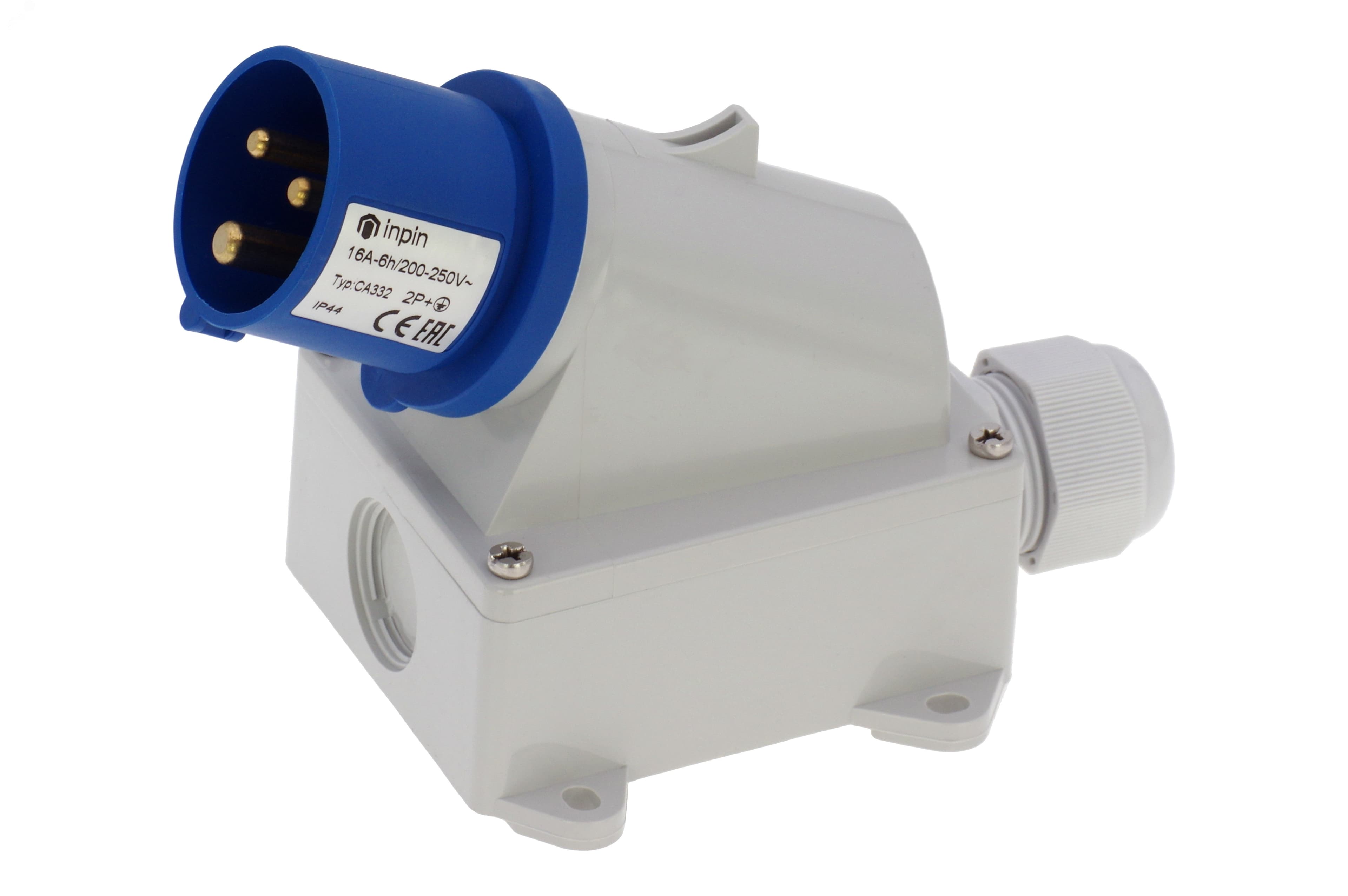 Вилка настенная 16A/230V/1P+N+E/IP44