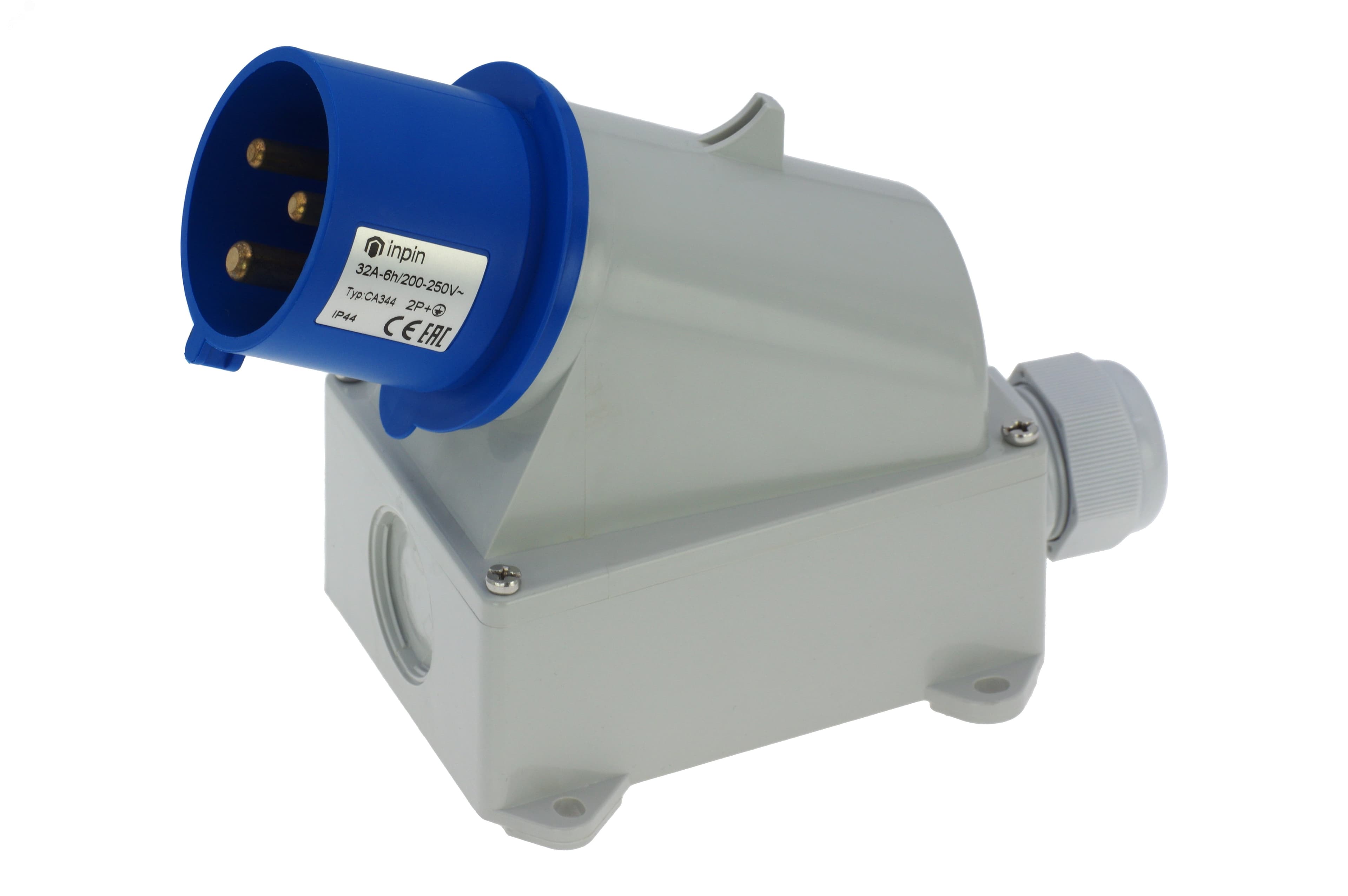 Вилка настенная 32A/230V/1P+N+E/IP44