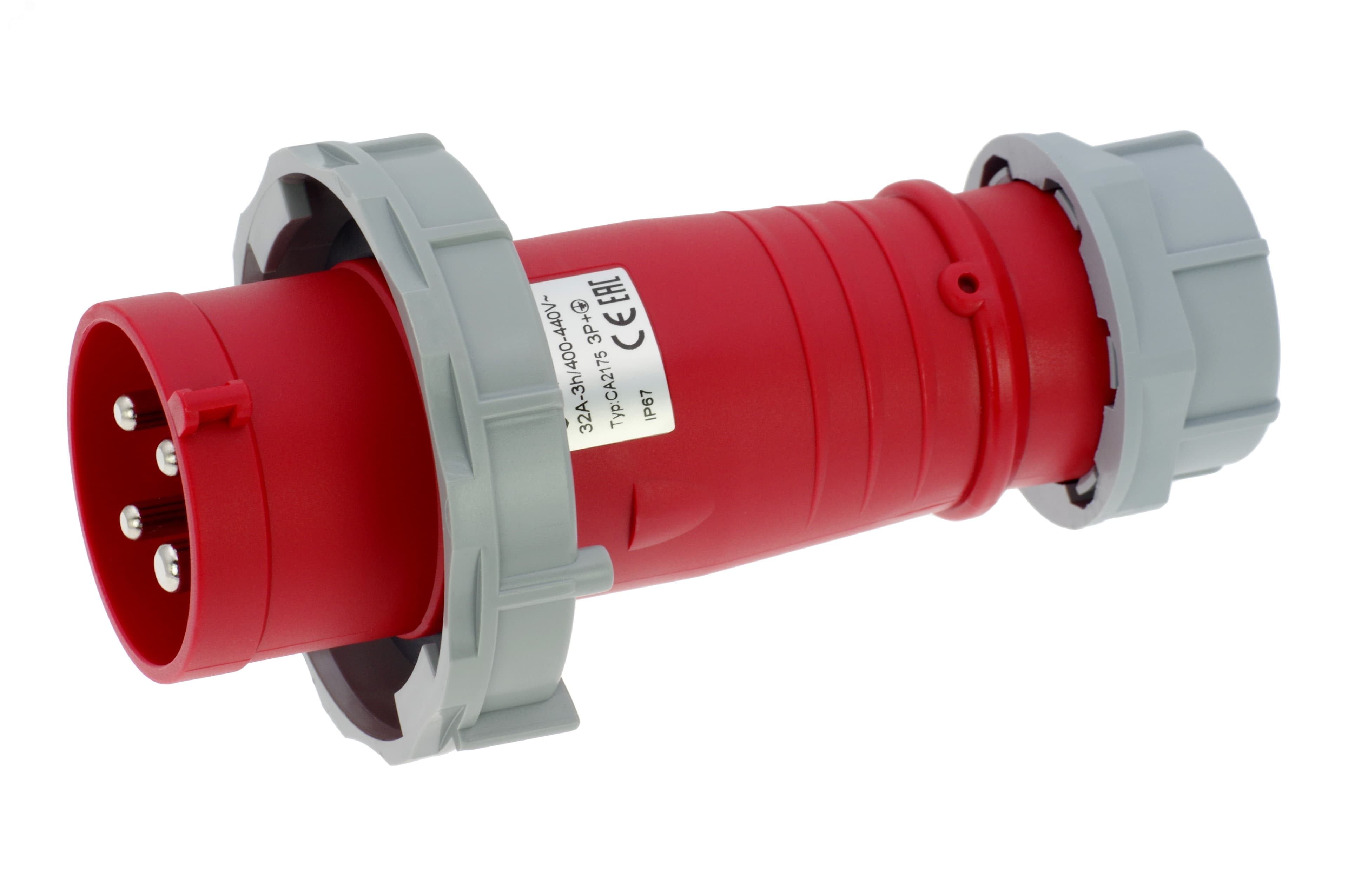 Вилка кабельная контейнерная 32A/400V/3P+E/IP67/3h, никелированные контакты