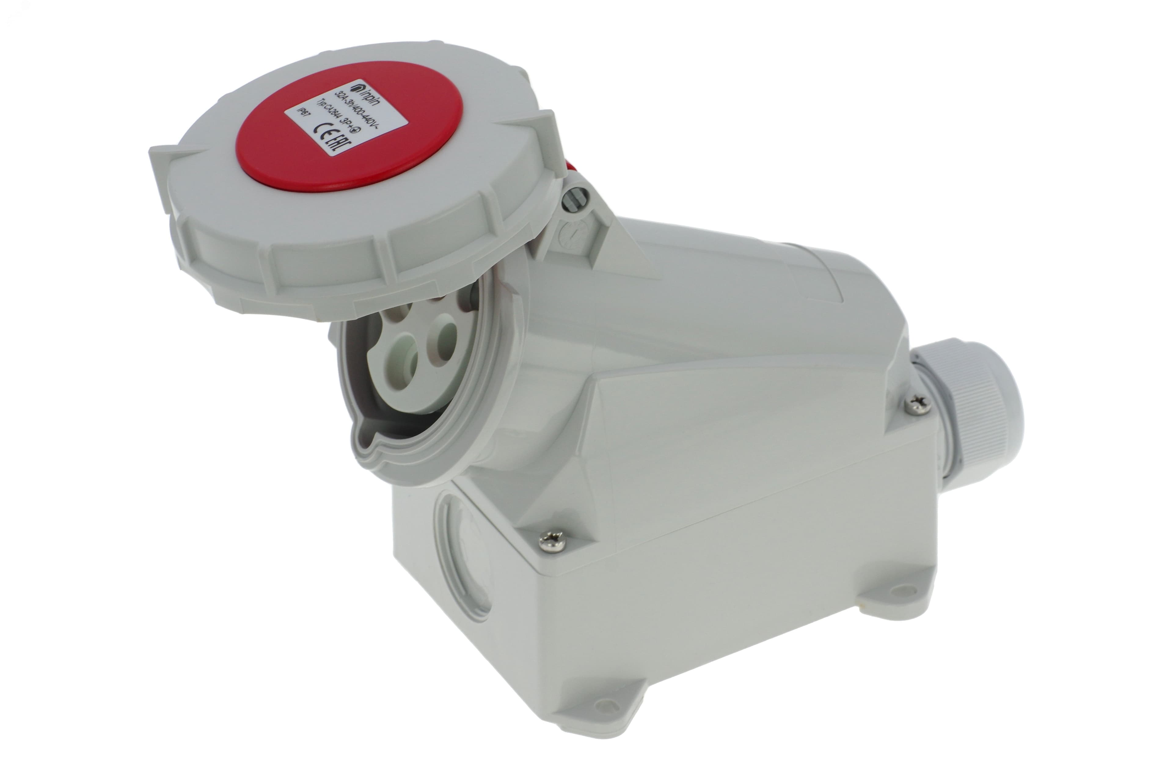 Розетка настенная контейнерная 32A/400V/3P+E/IP67/3h, никель. конт.