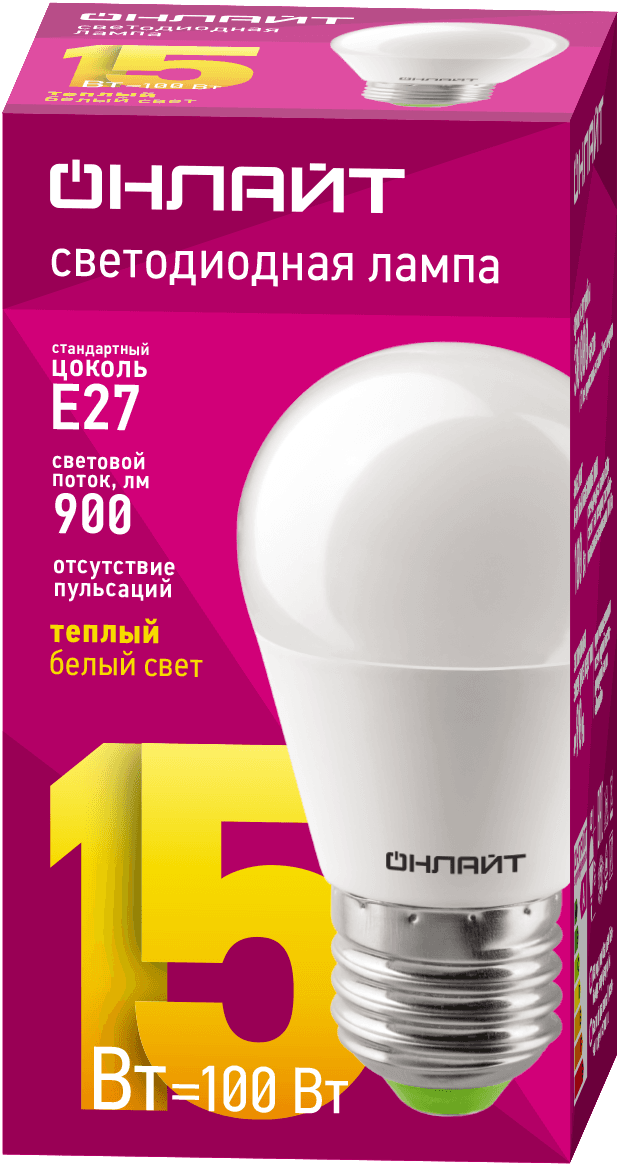 Лампа светодиодная 15 Вт OLL-G45-15-230-2.7K-E27-FR